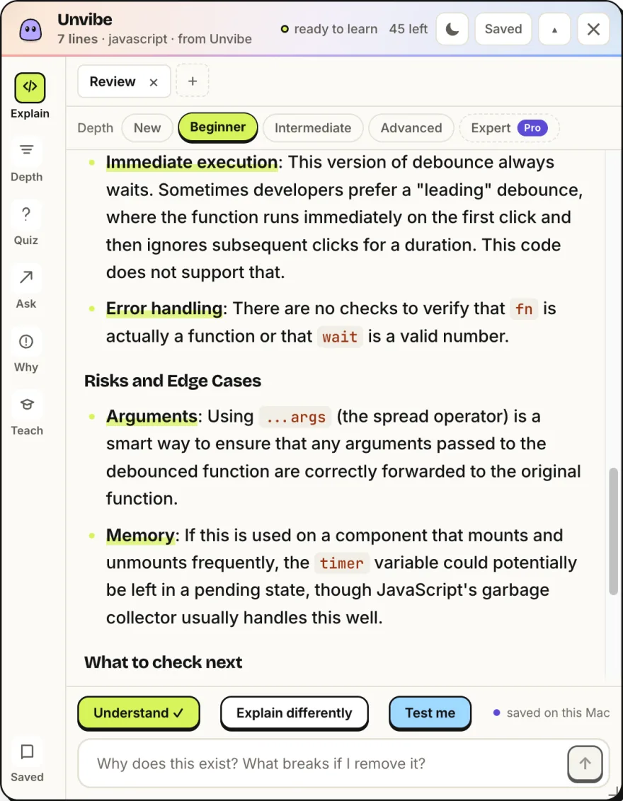 The same explanation rewritten at the Beginner depth
